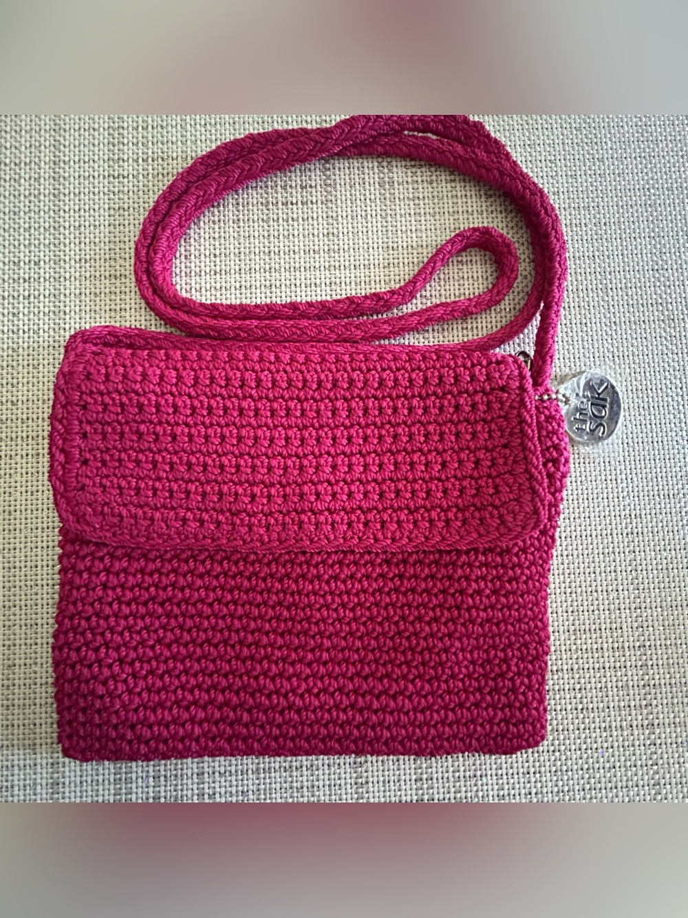 The Sak Crochet Crossbody Bag Magenta/hot pink